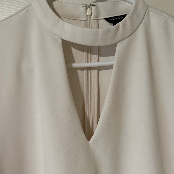 Ann Taylor Cream Blouse with Keyhole Neckline - Picture 3 of 7